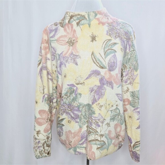 Vintage 80's Colter Bay Floral Silk Angora Women's Pull-Over Sweater XL - Picture 1 of 7